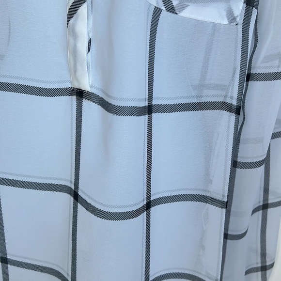 EUC - Merona : Black White Plaid Lightweight Dress Blouse Top S Small - Picture 2 of 3
